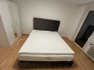 Doppelbett Boxspringbett Paris 180x200cm neuwertig Fa. BettCo Samt in Dunkelgrau Bild 2