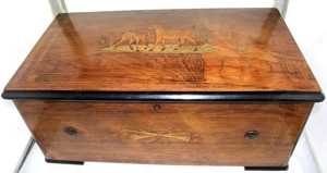 Antikes Walzenspielwerk um 1870 mit 6 Glocken Bild 3