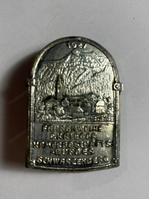 Erinnerungsplakette Brosche Gedenkzeichen Fahnenweike Schwarzenberg 1927