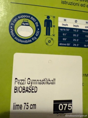 Gymnastikball Pezzi Original   BioBased, 75 cm (limegrün)