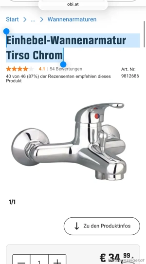 Wannenarmatur Tirso Chrom Bild 3