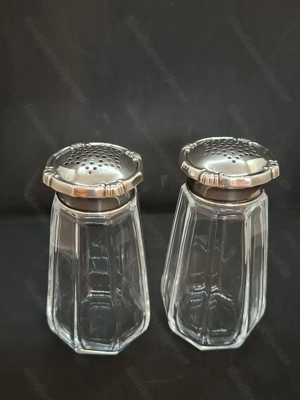 800er Silber Gewürzstreuer antik Salz und Pfeffer Bild 4