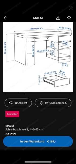 IKEA Malm Schreibtisch Bild 3