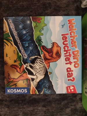Puzzle Koffer Dinosaurier mit 4 Puzzle und Kosmos Dinosaurier Memo nachtleuchtend Bild 3