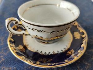 Zsolnay Teeset für 6 Personen   edles Porzellan, Klassiker in Kobaltblau & Gold