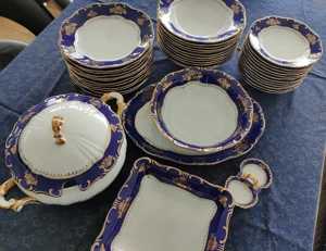 Zsolnay Essservice   Tafelservice   edles Porzellan in Kobaltblau & Gold