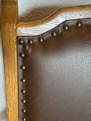 Massivholzstuhl, Eiche lackiert Ledersitzfläche (Imitat) dunkelbraun - 3 St. Bild 5