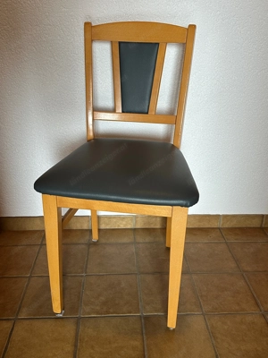 Massivholzstuhl, Buche lackiert Ledersitzfläche (Imitat) anthrazit - 2 St.