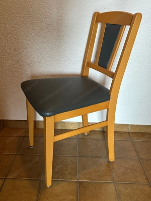 Massivholzstuhl Buche lackiert   Kunstleder anthrazit   2 Stück Bild 2