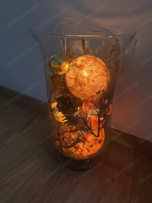 Windlicht: Glas 40 cm incl. Deko Bild 3