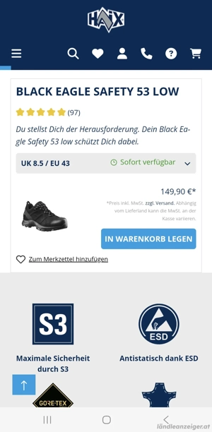 Sicherheitsschuhe S3.  Größe 43 Bild 5