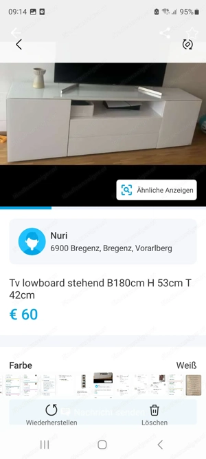 Wohnwand in hochglanz mit Glasablage 