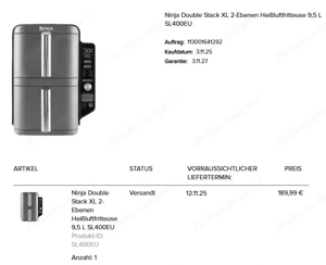 ***Heißluft Fritteuse NINJA Double Stack XL - NEU - Originalverpackt - ungeöffnet***