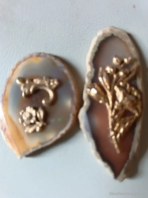 Achatsteine mit Messing Blumen  Bild 2