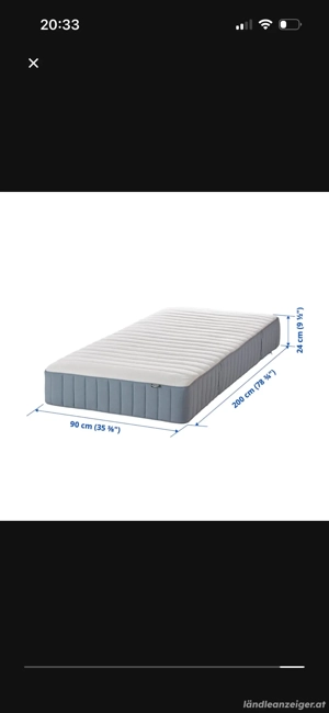 VALEV G Matratze Ikea , fest  hellblau, 90x200 cm Bild 2