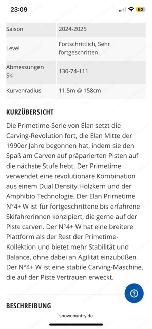 Top Carving Ski Saison 24 25 ELAN Primetime No4W+ in 151 lang Bild 8