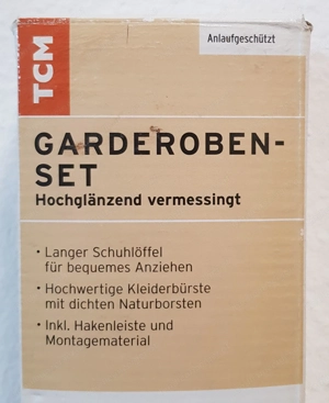 Garderoben Set von Tchibo, Schuhlöffel, Kleiderbürste, incl. Hackenleiste, Metall vermessingt Bild 2