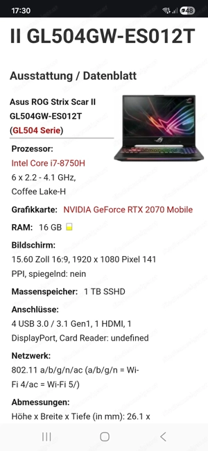 Asus ROG Strix Scar II Gaming Laptop Bild 2