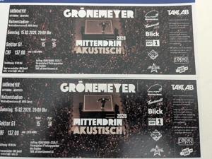 2 Grönemeyer-Sitzplatztickets für Zürich am So, 15.02. (Kategorie 1, 50 EUR günstiger)
