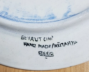 Wunderschöner vintage Wandteller aus Kütahya (Türkei), Blumenmotiv, 30 cm, handgefertigt, handbemalt Bild 3