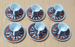 6 Mokka Tassen mit Untertasse, Hand Made, Painted in Greece, H 4,5 cm,   4,5 cm, Untertassen   10 cm Bild 3