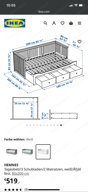 Ikea Bett hemnes + Matratzen (neu)  Bild 2