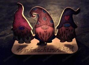 Bunte Mini-Weihnachtswichtel mit Beleuchtung; gelasert und handbemalt St. 4,50  Bild 3