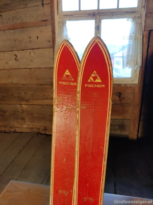 Holzski ohne Bindung   nostalgische Deko Bild 3