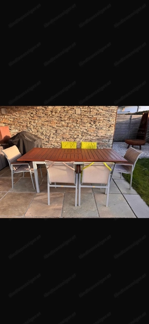 Gartentisch Teak-Alu, 6 Stühle, 6 Sitzkissen