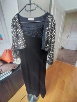 Ballkleid lang Gr. 42; Separates Top-Teil mit goldenen Pailletten; neuwertig