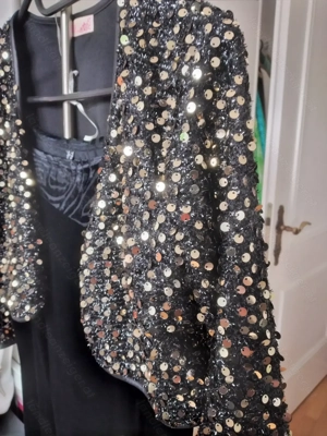 Ballkleid lang Gr. 42; Separates Top-Teil mit goldenen Pailletten; neuwertig Bild 3