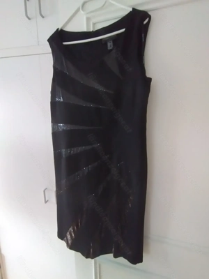 Abendkleid midi, schwarz mit Pailetteneinsätzen; Gr 44, dazu passendes Jäckchen Bild 3