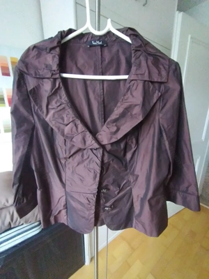 Abendkleid midi, schwarz mit Pailetteneinsätzen; Gr 44, dazu passendes Jäckchen Bild 5