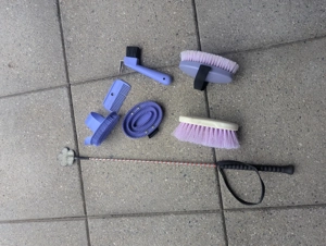 Holzpferd mit Sattel, Zaumzeug und Zubehör Bild 3