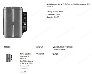 ***Heißluft Fritteuse NINJA Double Stack XL - NEU - Originalverpackt - ungeöffnet***