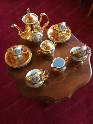 Weihnachtsgeschenk? Kaffeeset aus goldbeschichtetem Porzellan mit Allegorien von A. Kauffmann  Bild 4