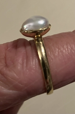 Ring 18 Karat Gelbgold mit Perle 4,9 Gr. Bild 2