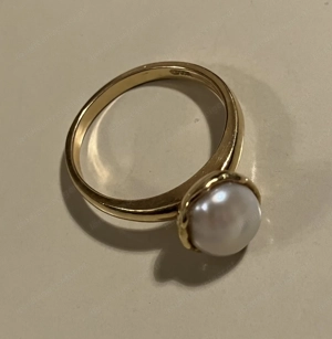 Ring 18 Karat Gelbgold mit Perle 4,9 Gr. Bild 4