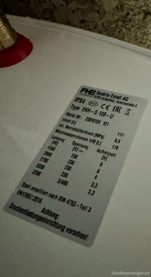 Austria Email EKH-S 120 U   120 L Boiler  Bild 2