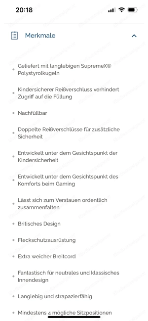 Sitzsack mit Fusshocker Big Bertha Gaming Sitzsack neu Bild 3