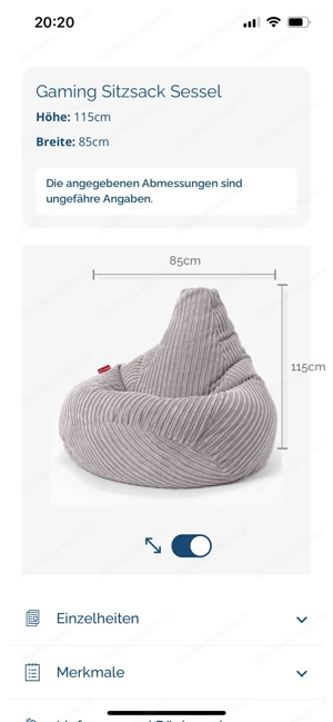 Sitzsack mit Fusshocker Big Bertha Gaming Sitzsack neu Bild 2