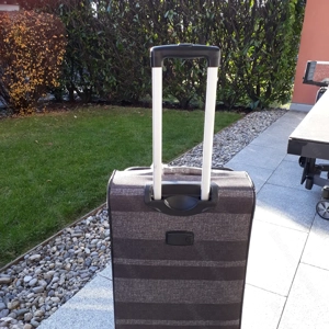 Trolley-Koffer - Größe M, Marke FRANKY, grau gestreift, 4 Rollen, bestens erhalten Bild 3