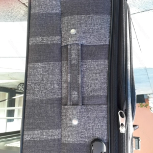 Trolley-Koffer - Größe M, Marke FRANKY, grau gestreift, 4 Rollen, bestens erhalten Bild 6