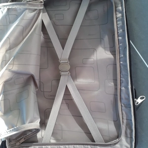 Trolley-Koffer - Größe M, Marke FRANKY, grau gestreift, 4 Rollen, bestens erhalten Bild 10