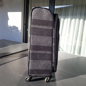 Trolley-Koffer - Größe M, Marke FRANKY, grau gestreift, 4 Rollen, bestens erhalten Bild 9