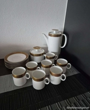 60er Porzellan mit Nickelgold Espresso Set Bild 2
