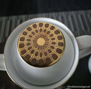 60er Porzellan mit Nickelgold Espresso Set Bild 4