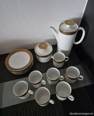60er Porzellan mit Nickelgold Espresso Set