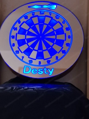 Buntes Spiegel-Wandlicht für alle Dart-Fans mit LED-Beleuchtung und Fernbedienung! Mit Wunschname! Bild 2