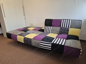 Cooles Samt-Schlafsofa mit Patchwork-Muster Bild 4